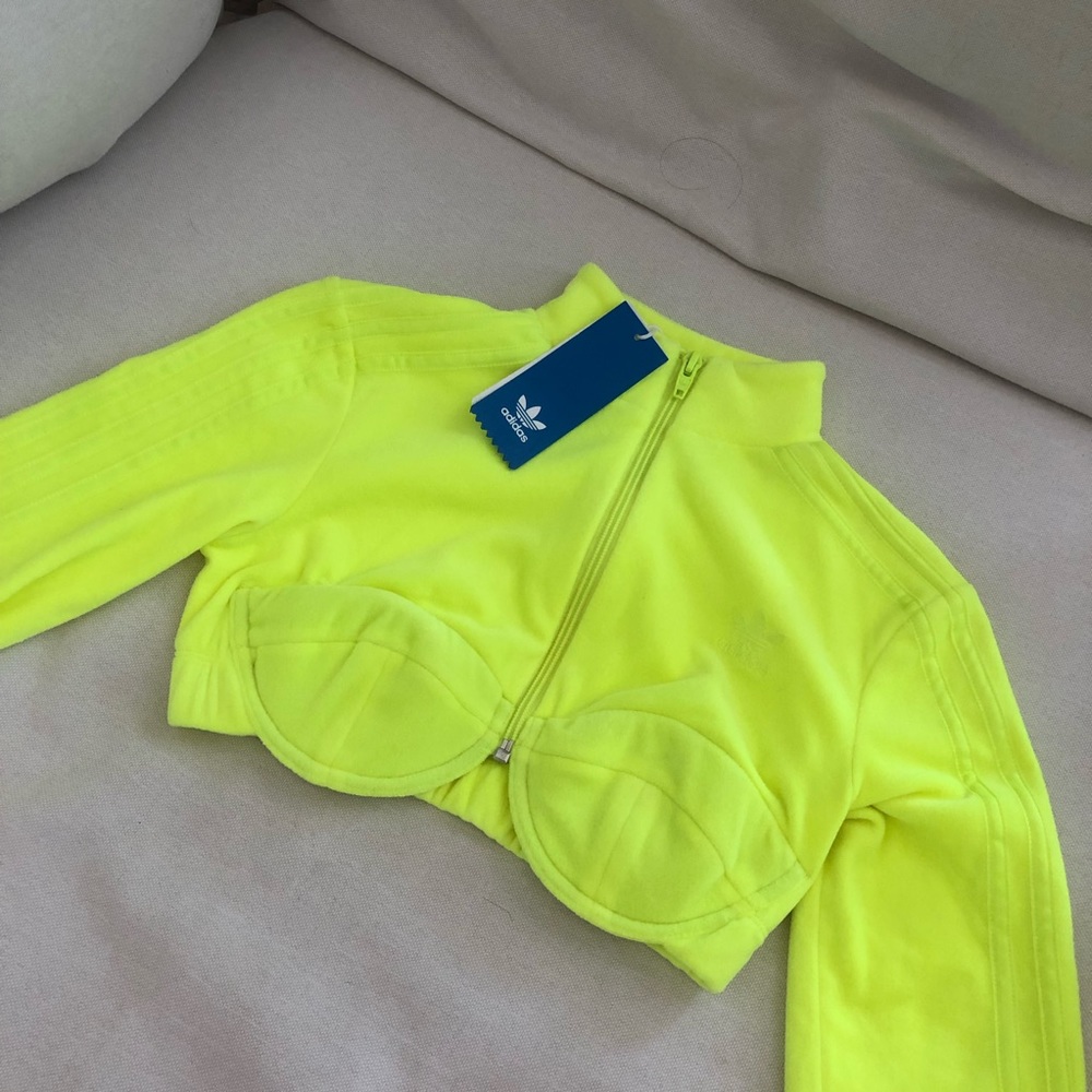 NWT Jeremy Scott adidas Originals JS Track Crop Top Jacket  Velour H50968